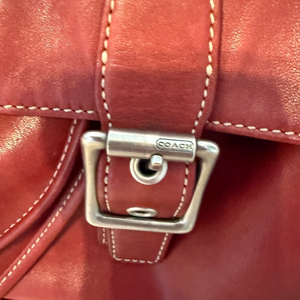 COACH LEGACY DRAWSTRING RED LEATHER BACKPACK 9569 - Picture 3 of 9
